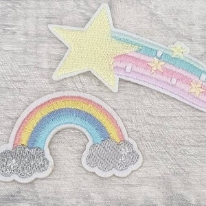 Ensemble d'écussons à repasser Étoile filante arc-en-ciel, écussons à coudre, appliques brodées, fournitures de bricolage