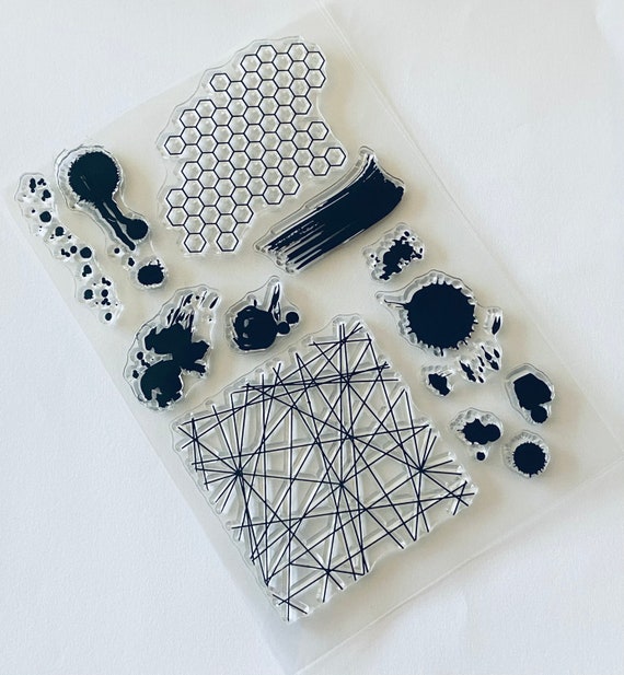 12 Background/edging Silicone Stamps-honeycomb/shattered Glass