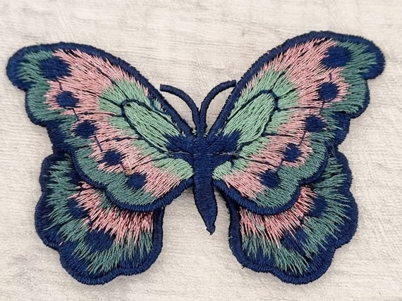Butterfly Embroidered Patch, Sew on Double Layered Pink Green Butterflies  Patches, Embroidery Appliques, Craft Supplies 