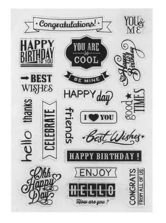 Sentiments Phrase Get Well Thinking of you Happy Birthday Stamps Rubber  Clear Stamp/Seal Scrapbook/Photo DIY Album Decorative Card Making Clear  Stamps