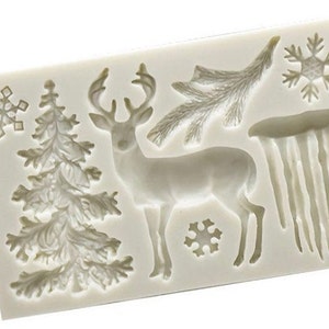 Christmas silicone mould, Winter resin mold, food safe, sugarcraft icing/cake decoration, Xmas tree, Reindeer/Snowflake