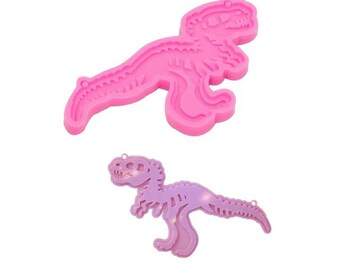 Dinosaur Pendant Silicone Mould, resin mold, 11.5cm T REX Skeleton bones necklace, Hanging decoration Keychain