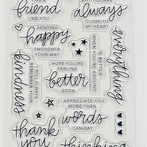 Tampons transparents sentiments, messages d'amitié, rétablissement rapide, jeu d'estampes transparents Pensées douces, fabrication de cartes, agendas Bujo