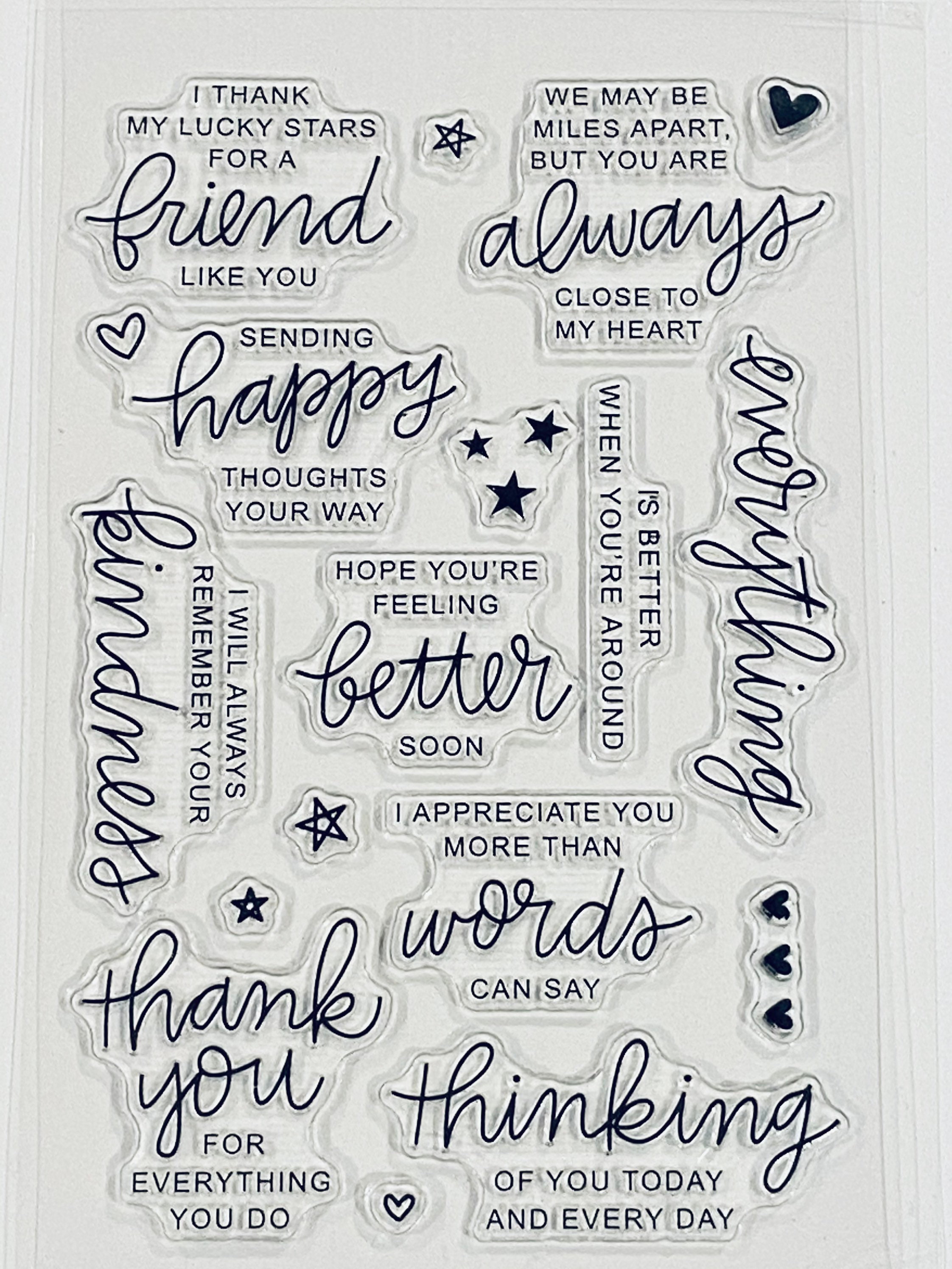 Sentiments Clear Stamps Friendship Messages Get Well Soon Kind