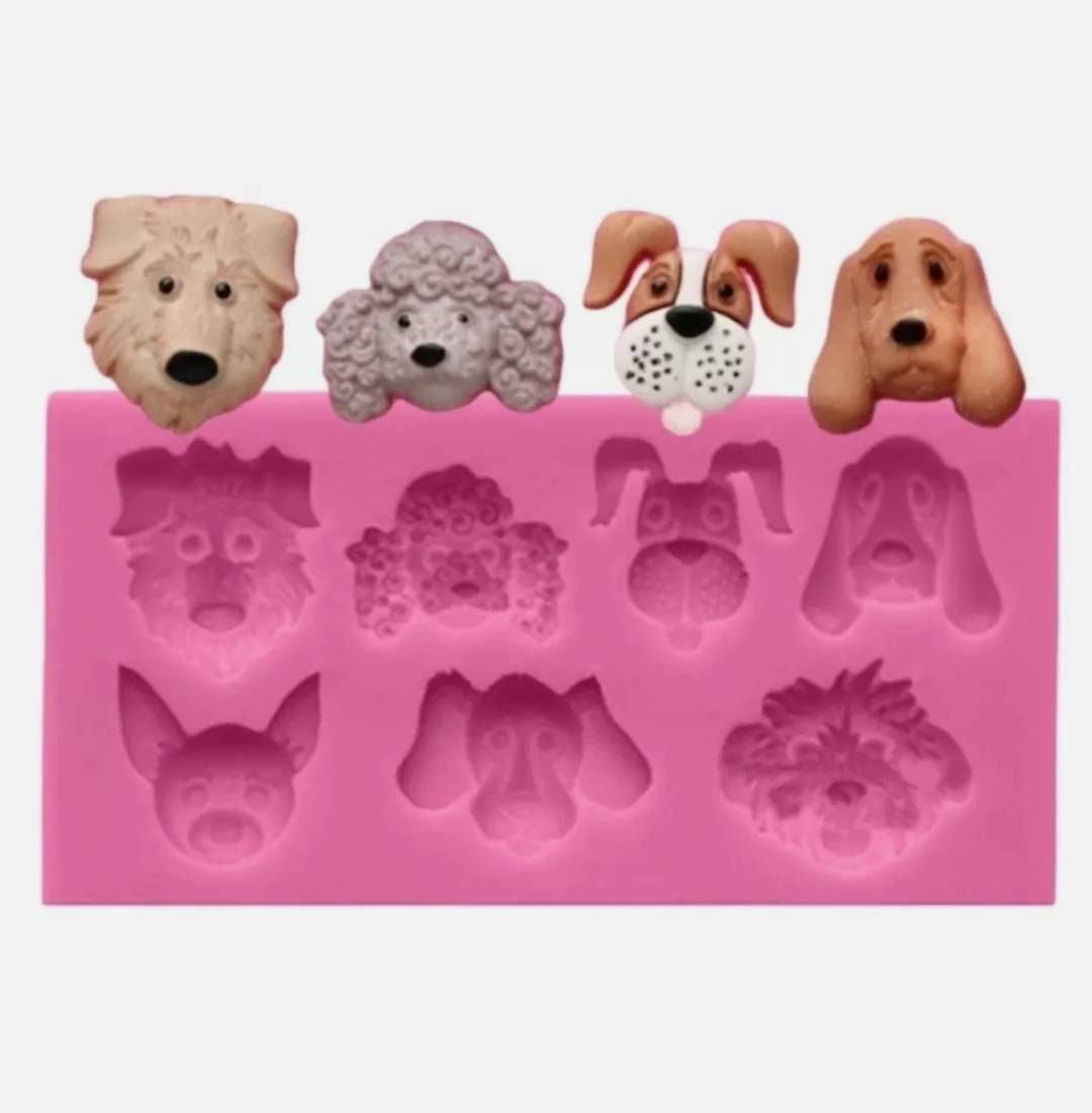 Moldes De Silicona Perritos, Perros Bizcocho Pastel/ Silicone Mold Dog  Faces