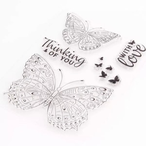 Butterfly clear stamps, Butterflies stamp-Sentiments/thoughts, Card making transparent stamping set