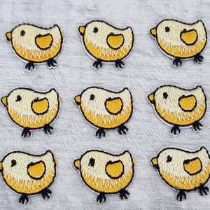 3/5/10 Parches de pollitos pequeños, parches de pollitos de Pascua para planchar, mini apliques bordados para coser, suministros para manualidades de bordado