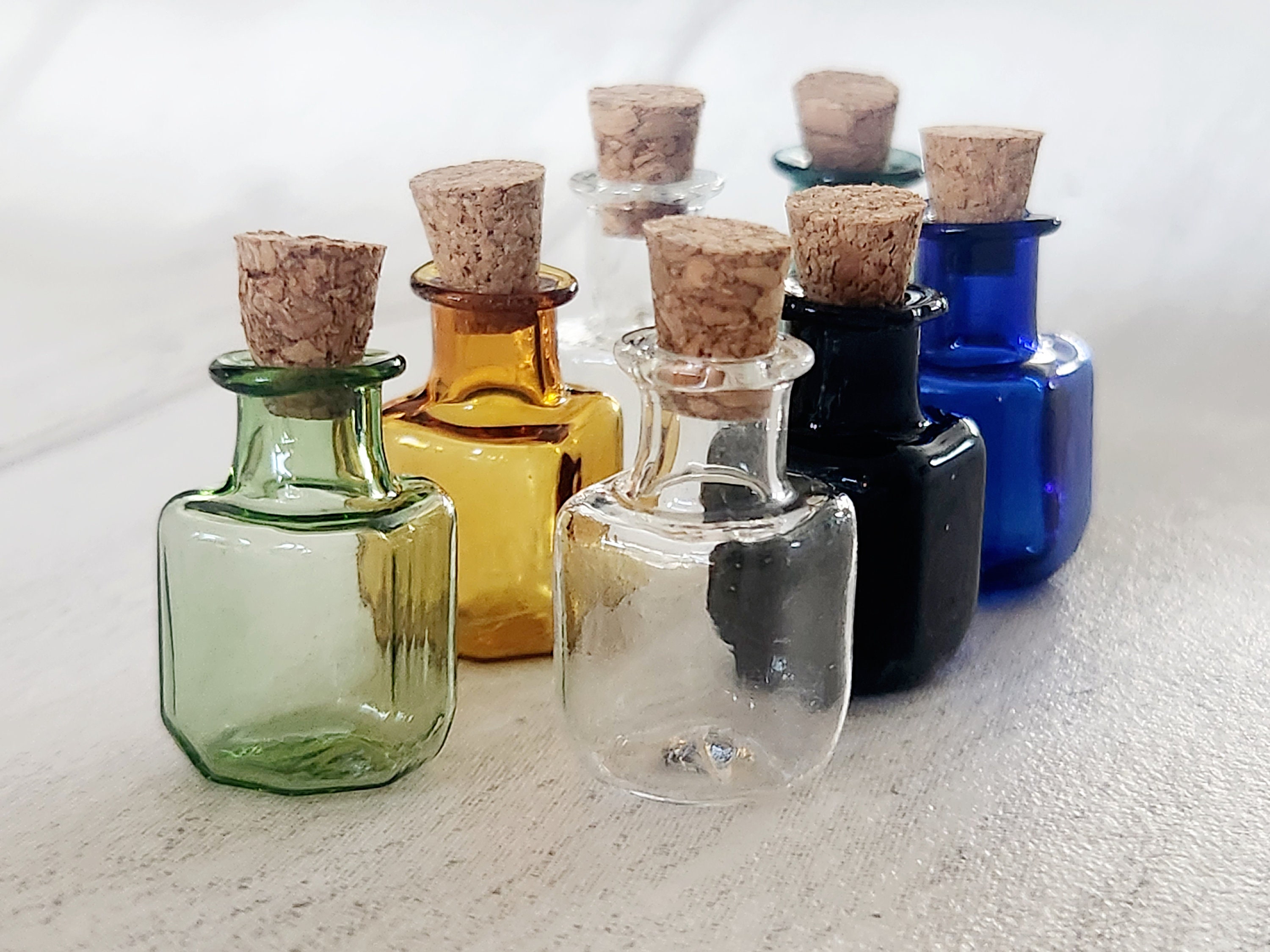 Potion Bottles Small Custom Bottles With Cork Top Various Engraved Designs,  Glass Apothecary Bottles 