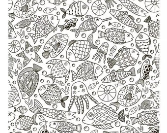 Fish Clear Stamp-Layering/Background-Underwater sea creatures transparent stamping pack/Sealife/Octopus/Starfish/Multimedia-Card Making