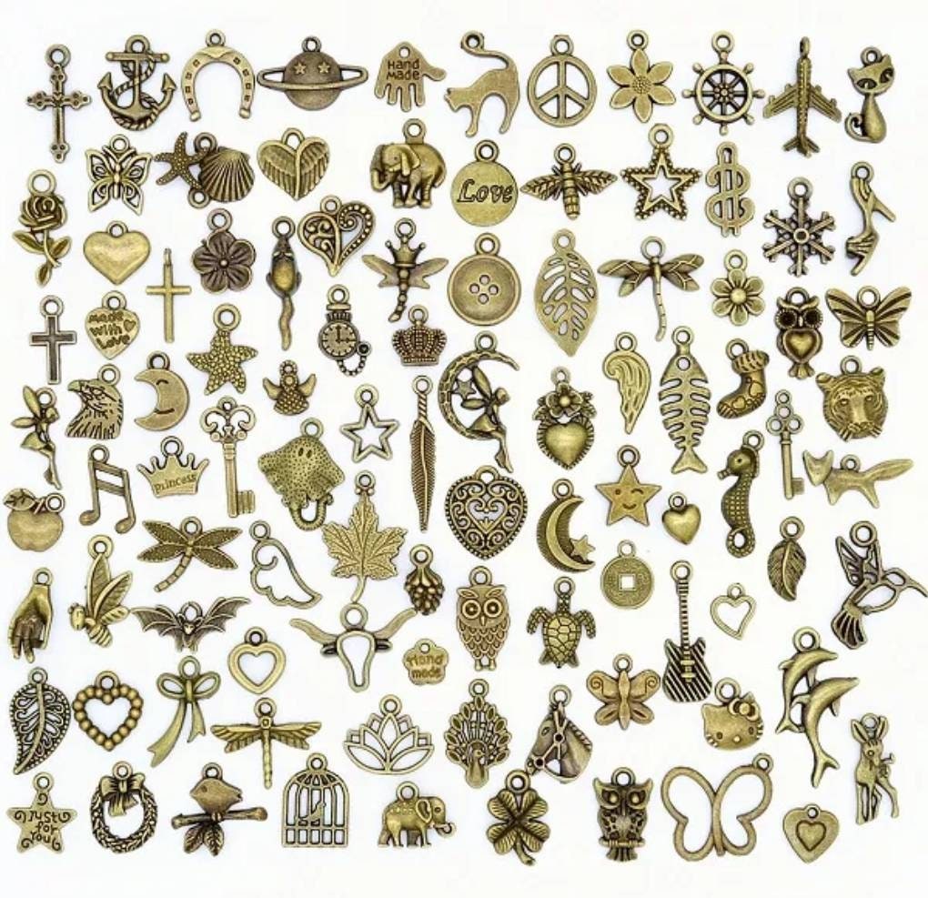Wholesale Metal Charms - 100pc Assorted Silver Charms - Jewelry Charms