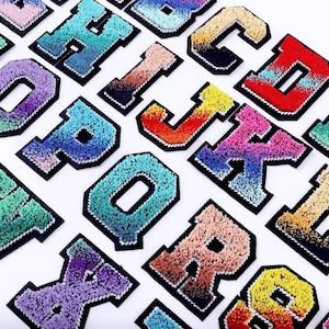 Parches de letras, parche del alfabeto para planchar, aplique con efecto pincel para coser, 4,7 cm multicolor