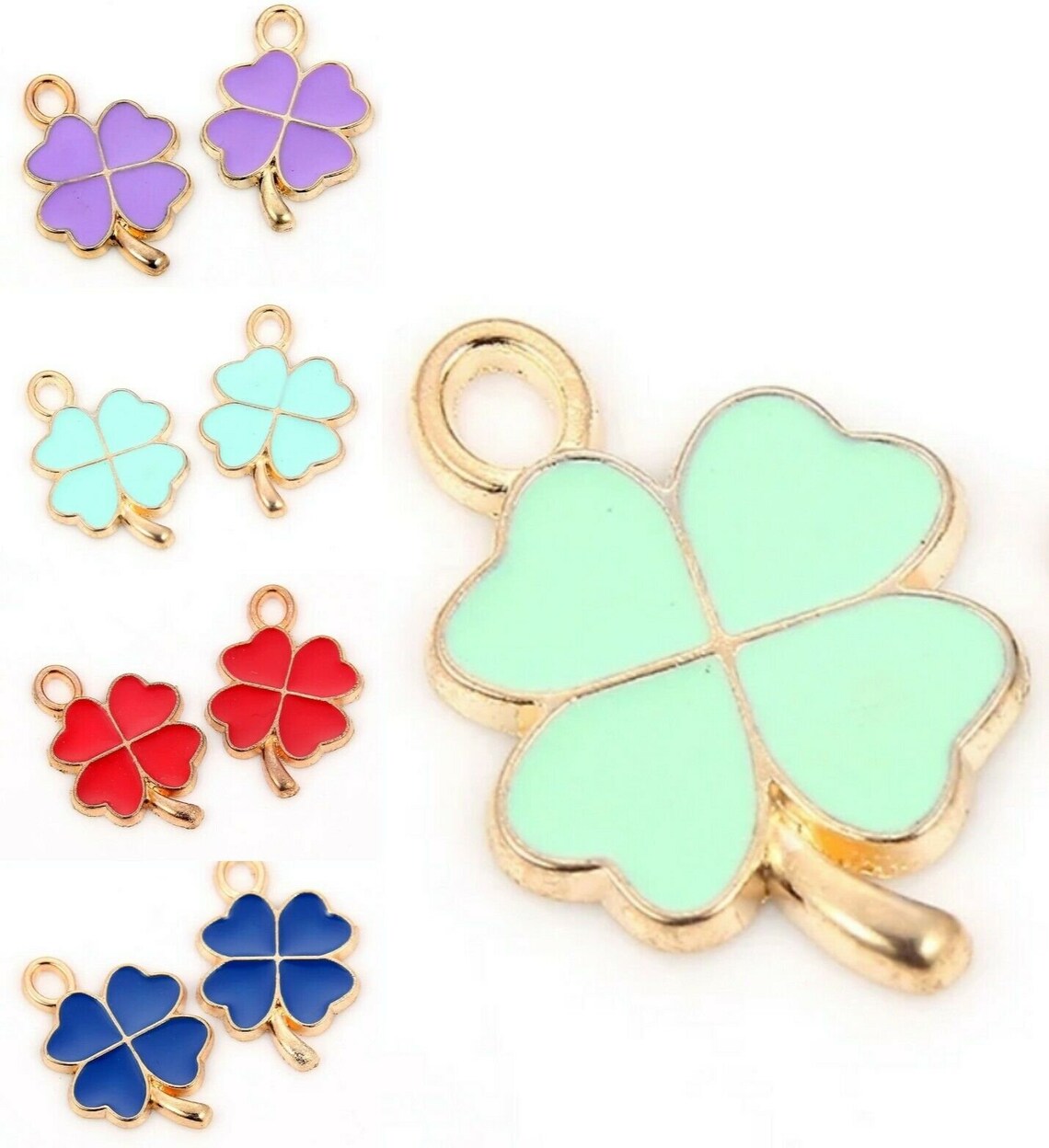 10 Four Leaf Clover Charms Lucky charm Pendants Keyrings Etsy