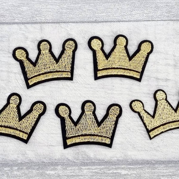 5 couronnes de fer sur les patchs, coudre sur les couronnes d'or, patch de vêtements, appliques brodées, fournitures d'artisanat de broderie