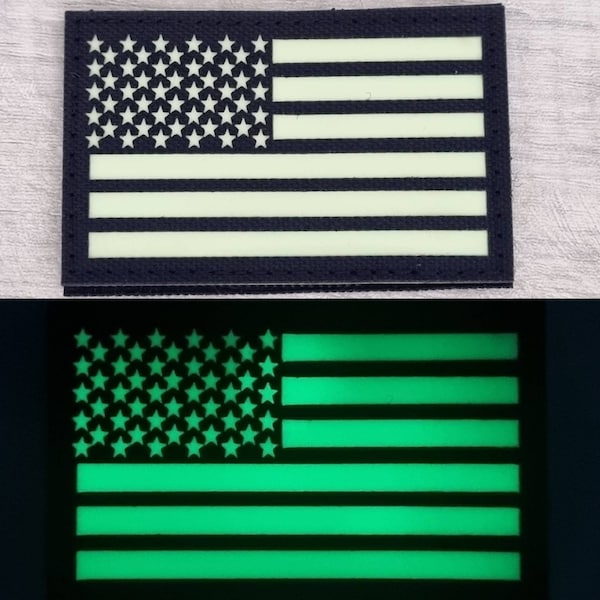 US flag patch, glow in the dark Stars and Stripes, sew on American tactical patches, hook and loop tape fastening, Military craft supplies