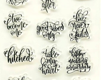 12 Wedding Sentiments Clear Stamps-Love messages/Anniversary/Engagement Card making transparent stamp
