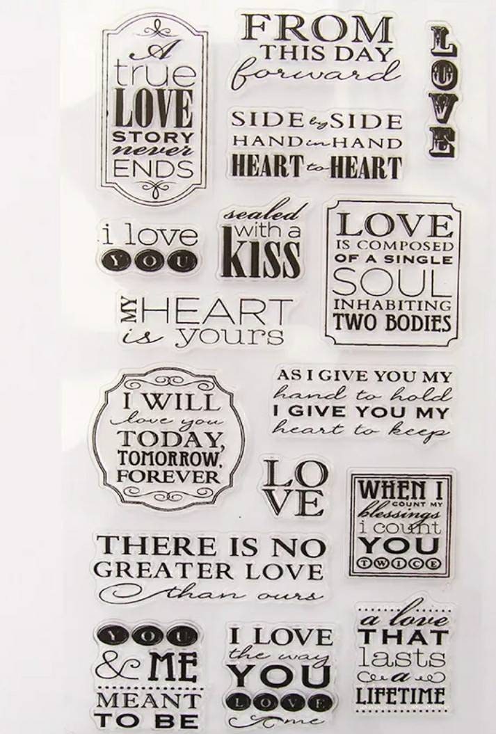 Valentines Clear Stamps for Card Making Decoration and Scrapbooking Supplies, Valentine's Day I Love You Words with Sentiment Transparent Rubber