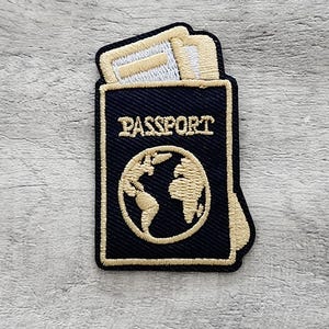 パスポート用アイロンパッチ、縫い付け刺繍旅行用アップリケ、ホリデーバックパックバッジ