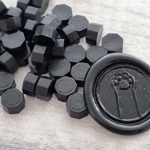 50 schwarze Siegelwachs-Perlen, glänzende Wachsstempel-Siegel, Hochzeitseinladung, Verpackung, Bastelbedarf
