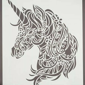 A4 Einhorn Schablone, Mandala Schablone, wiederverwendbare Schablone, DIY Bastelbedarf, Wandschablone, Stoffmalerei