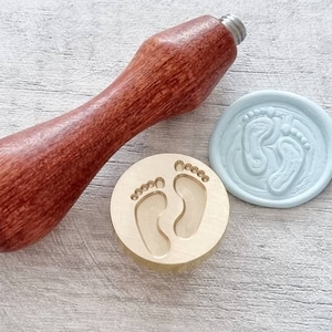 Sello de cera de metal con forma de pies de bebé, sellos para invitaciones de baby shower, suministros para manualidades, sellado de sobres