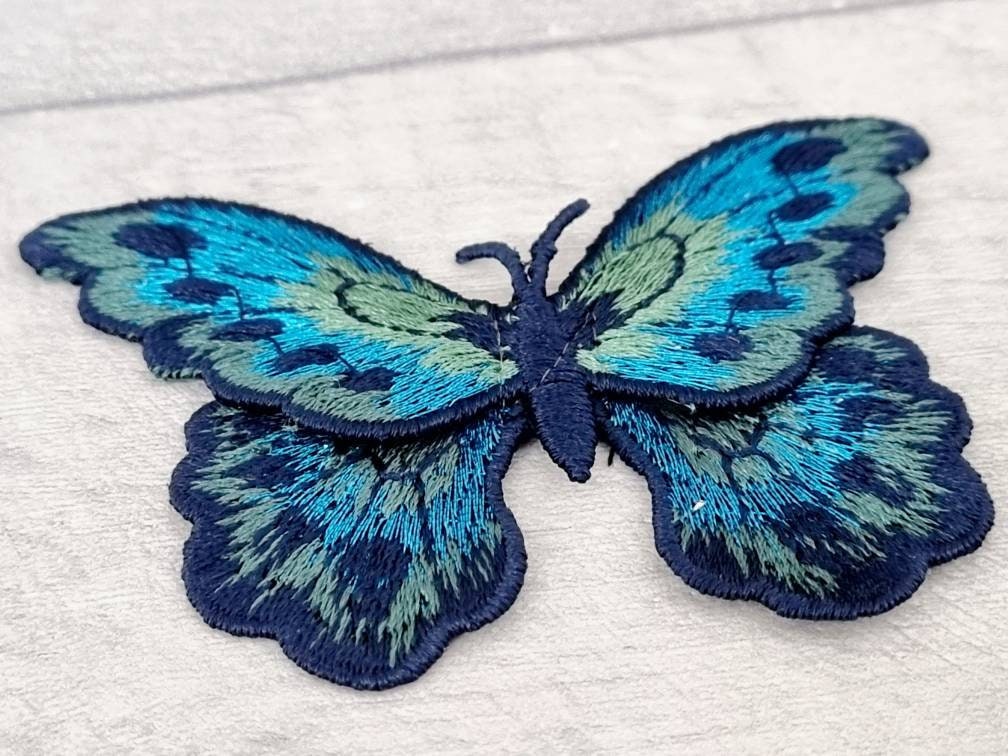 Butterfly Embroidered Patch, Blue Green Sew on Double Layered Butterflies  Patches, Embroidery Appliques, Craft Supplies -  Norway