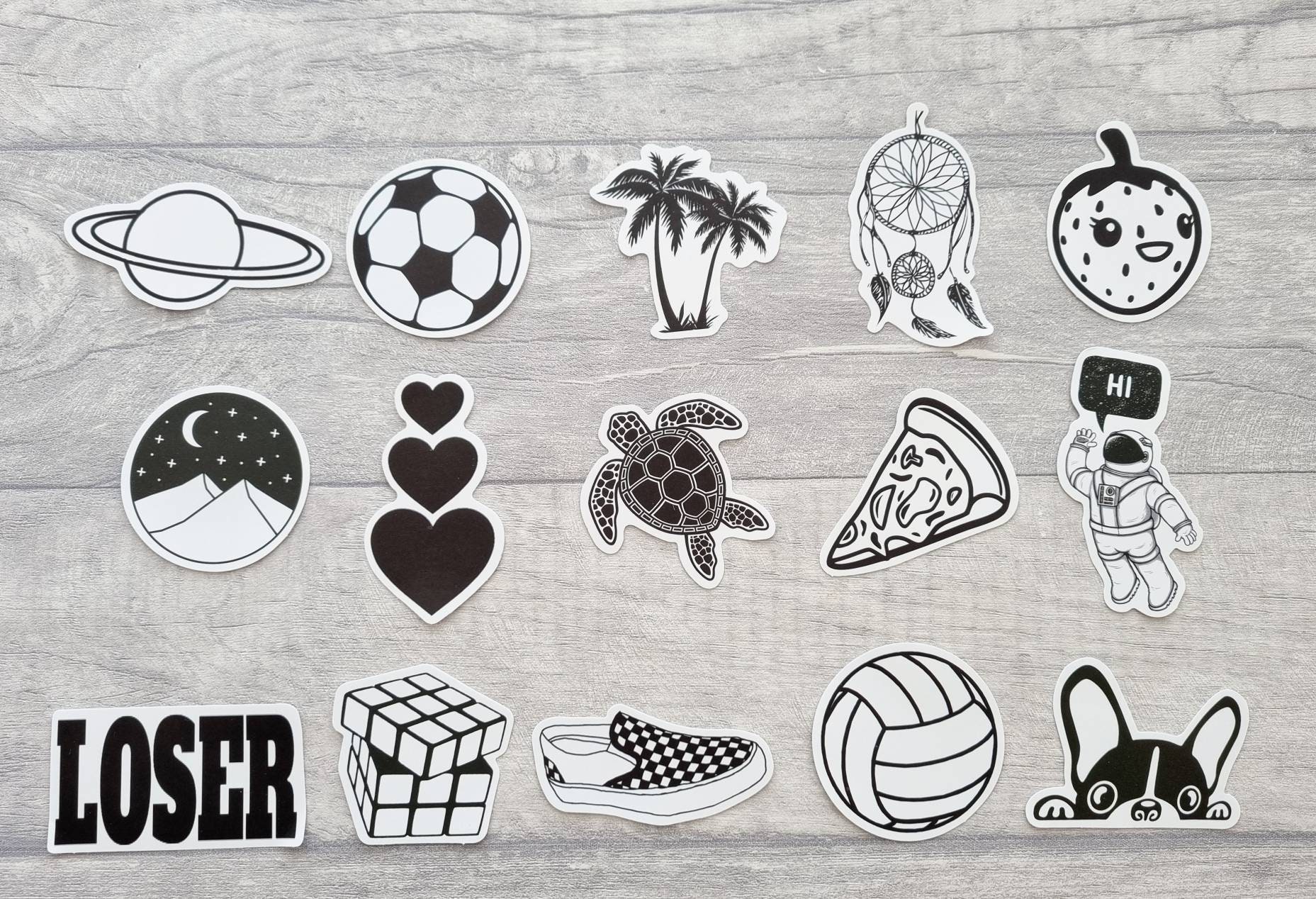 Black and White Sticker Pack Art Board Print for Sale by Lil-Salt