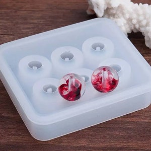 12mm Silicone Resin European Bead Mold Mould, Round Oblate Flat Beads Epoxy  Jesmonite UV 