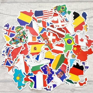 Autocollants des pays du monde, 50 grands décalcomanies imperméables en vinyle de drapeau national/voyage, fournitures de création de cartes de pays