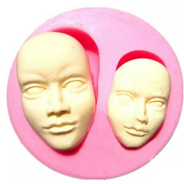 Moule en silicone pour le visage, moule en silicone pour visages/têtes - Résine, Fimo - Décoration de gâteau, Sugarcraft - Glaçage/Chocolat - Outil de cuisson - Savon