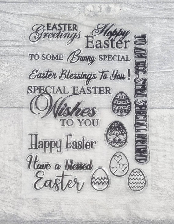 Rabbit Clear Stamps for Card Making Decoration Scrapbooking Supplies,  Animals Clear Stamps Easter Eggs Blessing Words Transparent Rubber Seal  Stamps