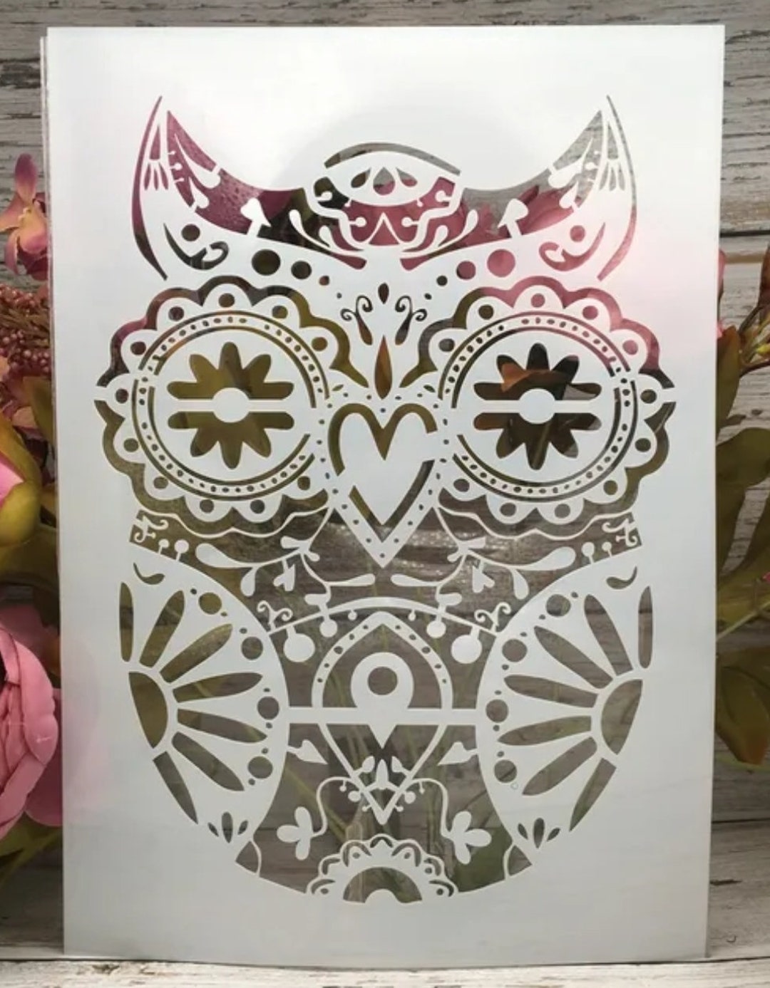 A4 Owl Stencil, Reusable Plastic Bird Template, DIY Craft, Mandala Wall ...