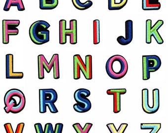 Toppe con lettere multicolori, toppe termoadesive con alfabeto, applicazioni con nome ricamato da 4 cm, materiali artigianali