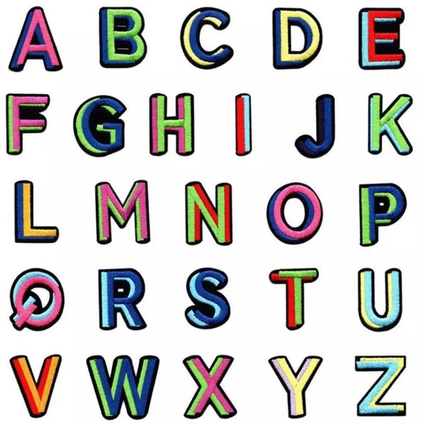 Écusson de lettres multicolores, écusson alphabet à repasser, applique de nom brodée de 4 cm, fournitures créatives