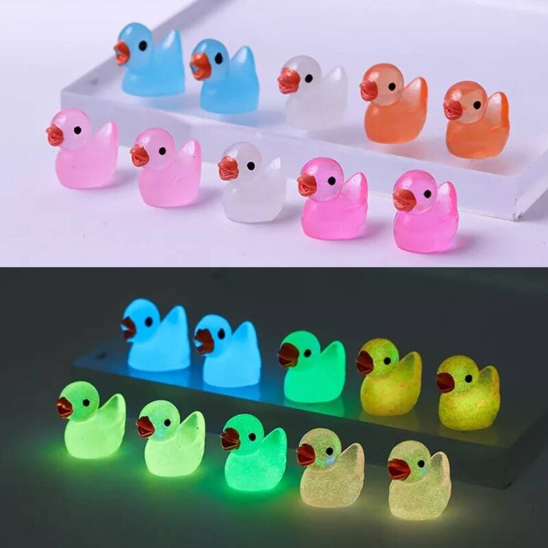 80 Pcs Mini Resin Ducks - Tiny Glitter & Glow In The Dark Ducks For Fairy Gardens, Aquariums, Dollhouse, Prank Hiding, Party Favors