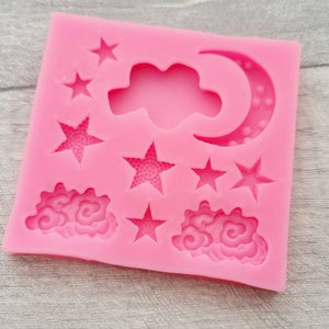 Moon Stars Silicone Mould, Cake decoration, Cupcake toppers, resin mold, sugarpaste fondant icing, foodsafe mould
