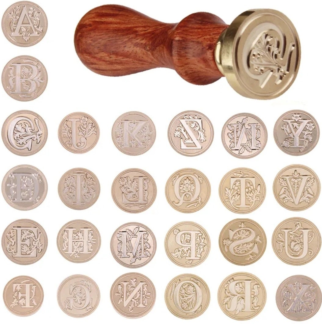 Alphabet Letter Wax Seal Stamp // Cursive Script Calligraphy Initial  Monogram Brass Stamp 
