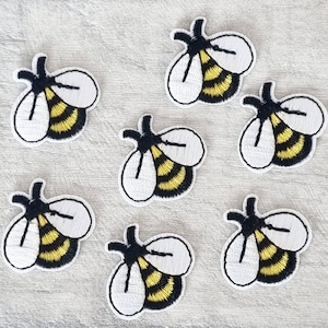 Bee iron on patch set, 5/10 clothes patches, sew on small Bumble bees, embroidered fabric appliques, embroidery craft supplies