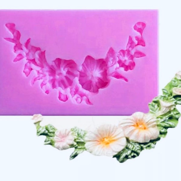 Flower garland/Bouquet silicone mould-epoxy resin shiny mold/Wedding cake decoration/topper-fondant icing/chocolate/