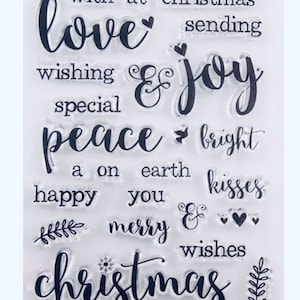Weihnachtsworte klare Stempel, Weihnachtsgefühle, DIY Kartengestaltung, Frieden, Liebe, Freude, transparentes Stempelpaket