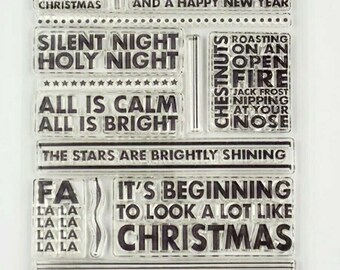 Christmas Messages Clear Stamps, Xmas Sentiments, DIY card making, Christmas Carols, Transparent stamping pack