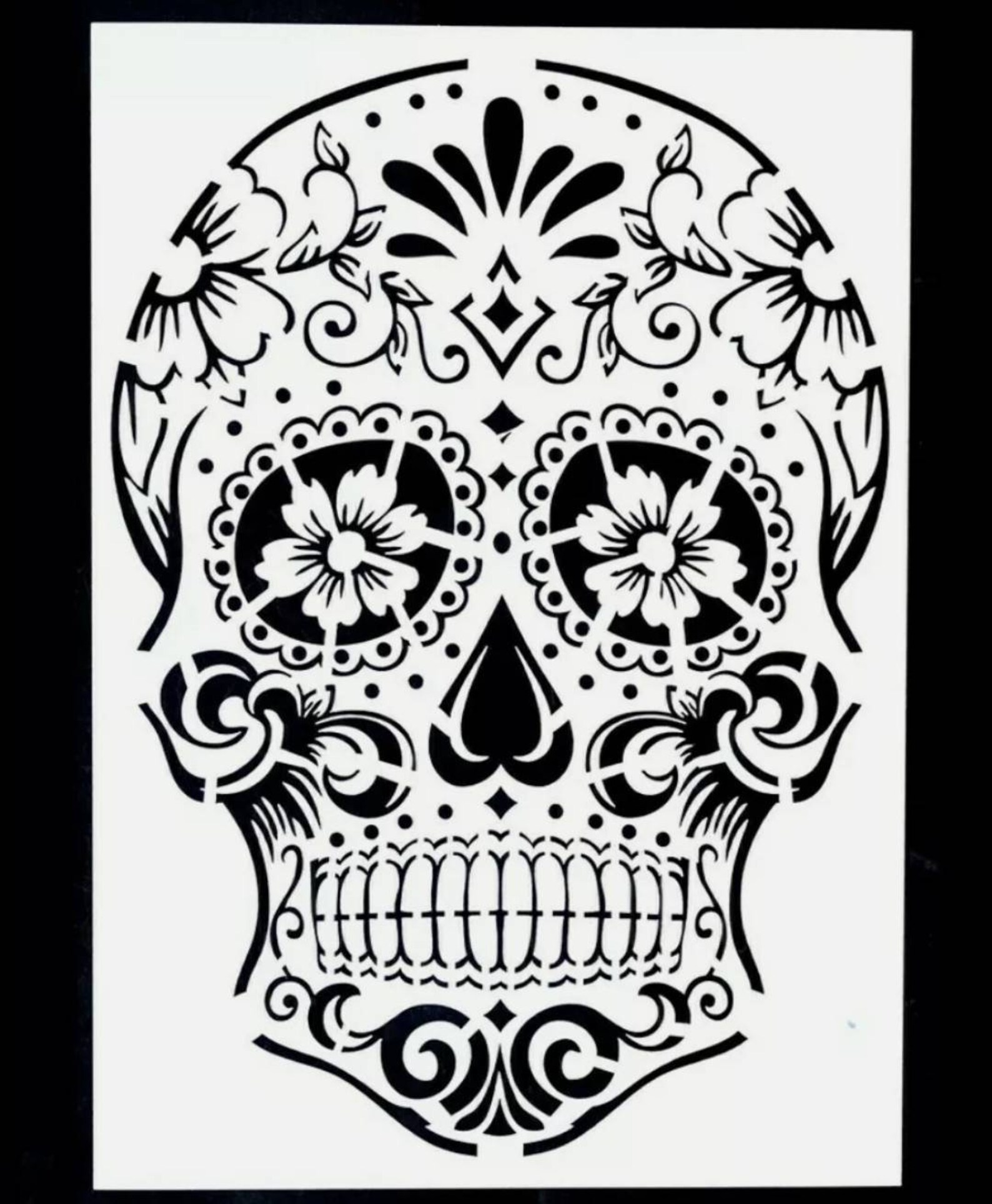 Sugar Skull stencil A4Day of The Dead Skeleton Head reusable Etsy