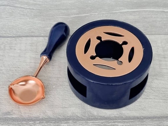 Dark Blue Wax Melting Furnace Stove and Rose Gold Spoon Set, Sealing Wax  Beads Melter, Wax Seal Stamp Tools, Craft Supplies 