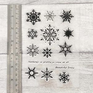 Snowflakes Clear Stamps, DIY Christmas card making, snowflake rubber stamp, Xmas Winter, transparent silicone stamping set
