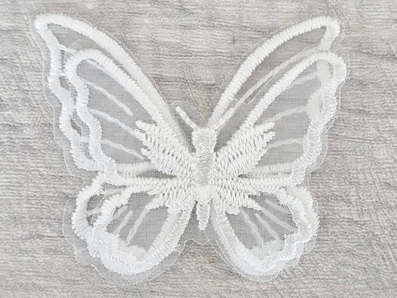 Grey Butterfly Iron on Patch Set, 3/5 Sew on Gray Butterflies Patches, Embroidered  Appliques, Embroidery Craft Supplies 