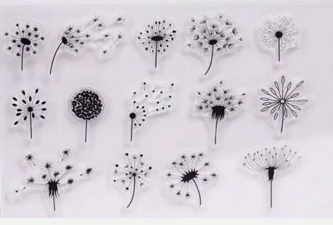 Dandelion Clear Stamps, Dandelions Flower Stamp, Floral Transparent ...