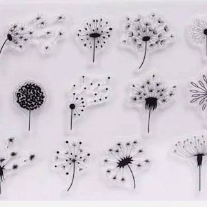Löwenzahn klare Stempel, Löwenzahn Blume Stempel, Floral transparent Stempel, Scrapbooking Planer, Bullet Journal, Karten machen