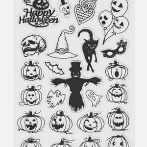 Halloween Clear Stamps, Pumpkins/Witches Hat transparent stamp set, DIY card making, Trick or Treat invitations