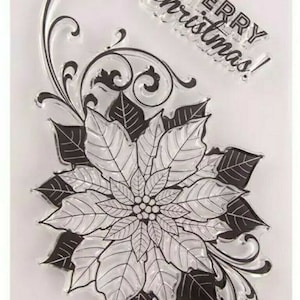 Weihnachtsstern Silikon Stempel-Frohe Weihnachten Nachricht/große Blume-Weihnachtskarte machen/Festliche Stempel/Transparentes Stempelset