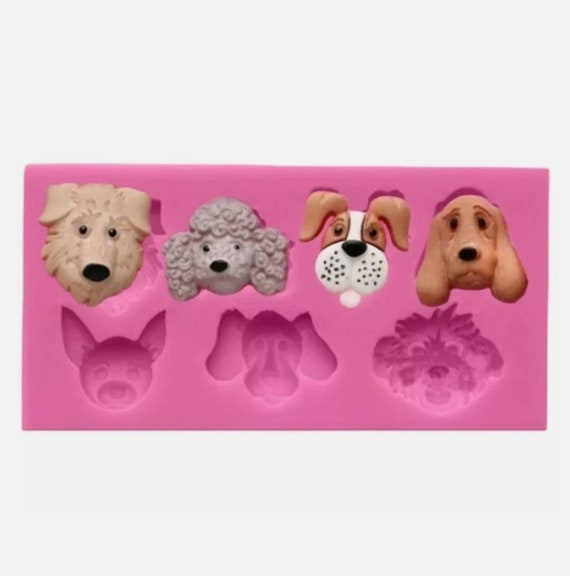 Moldes De Silicona Perritos, Perros Bizcocho Pastel/ Silicone Mold Dog  Faces