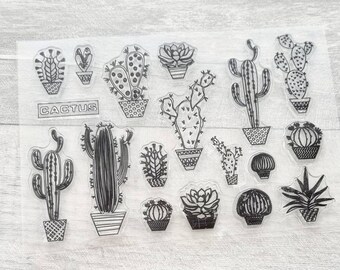 Cactus clear stamps, Succulents/Cacti flower transparent stamp set, Scrapbooking-Card Making